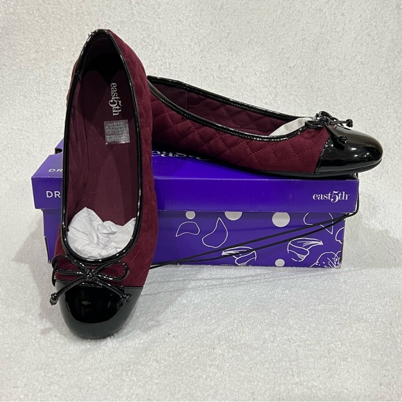East 5th Aloha Wine Quilted Faux Leather Ballet Flats NWT Size 8.5 - Picture 8 of 16